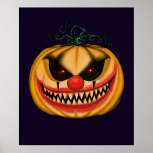 Poster Citrouille clown malin