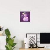 Poster Citrouille Costume Lapin Blanc En Lumière Lune (Bureau à domicile)