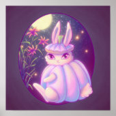 Poster Citrouille Costume Lapin Blanc En Lumière Lune (Devant)