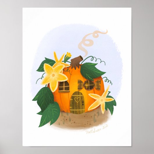 Poster Citrouille Cottage House Art (Devant)