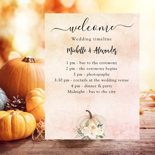 Poster Citrouille crème blush mariage de automne programm