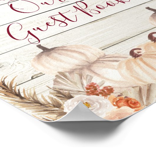 Poster Citrouille Crème Bois Blanc Veuillez Signer notre  (Coin)