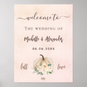 Poster Citrouille crème fleurs rousses chute mariage bien (Devant)