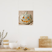 Poster Citrouille damier pastel (Cuisine)