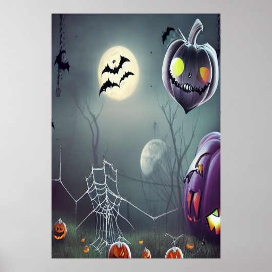 Poster Citrouille dans la forêt éffrayante | AI Art Poste (Devant)