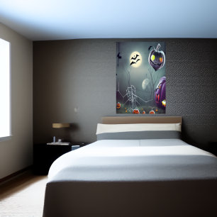 Poster Citrouille dans la forêt éffrayante   AI Art Poste