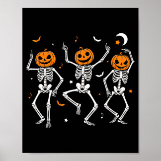 Poster Citrouille Dansante Effrayante de Squelettes Danse