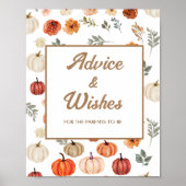 Poster Citrouille d'automne Baby shower Conseils et souha (Devant)