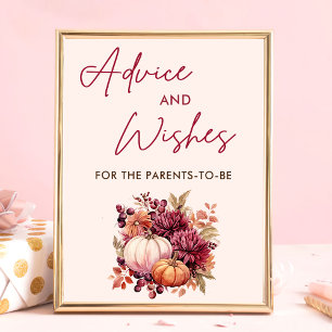 Poster Citrouille d'automne Baby shower Conseils et souha