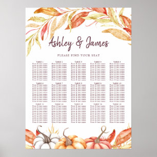 Poster Citrouille d'automne Golden Foliage Mariage Sièges