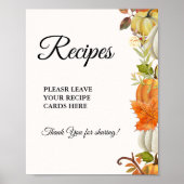 Poster Citrouille d'automne Laissez vos recettes Baby sho (Devant)