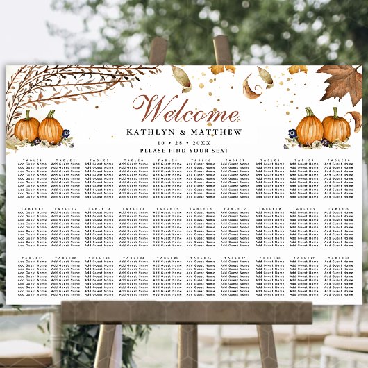 Poster Citrouille d'automne Mariage botanique 30 Table as
