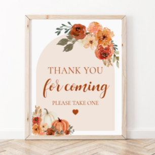 Poster Citrouille D'Automne Merci De Baby shower Pour Ven
