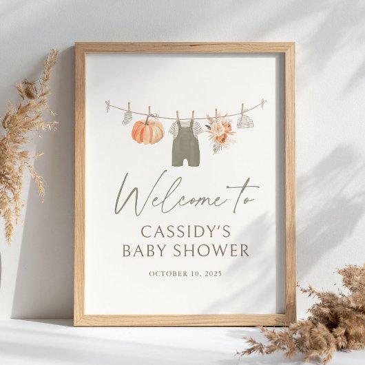 Poster Citrouille d'automne Vêtements de bébé Baby shower