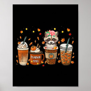 Poster Citrouille de café d'automne épice Latte Iced Racc