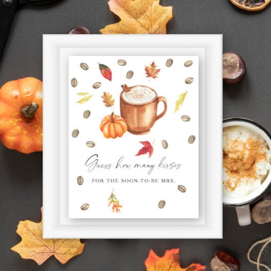 Poster Citrouille de café Devine combien de baisers