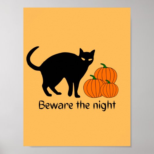Poster Citrouille de chat noir d'Halloween effrayant (Devant)