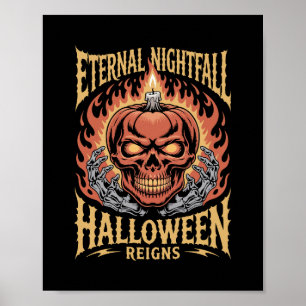 Poster Citrouille de crâne d'Halloween de Nuit Éternelle