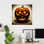 Poster Citrouille de Halloween sculptée Jack O Lantern mu (Bureau à domicile)