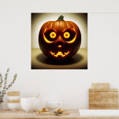 Poster Citrouille de Halloween sculptée Jack O Lantern mu (Cuisine)