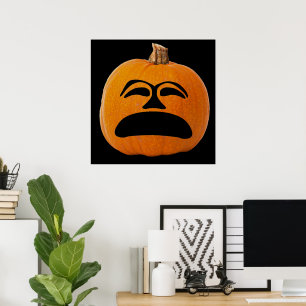 Poster Citrouille de Halloween visage mécontent de Jack o