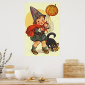Poster Citrouille de Jack O Lantern Chat Noir Sorcière Lu (Cuisine)