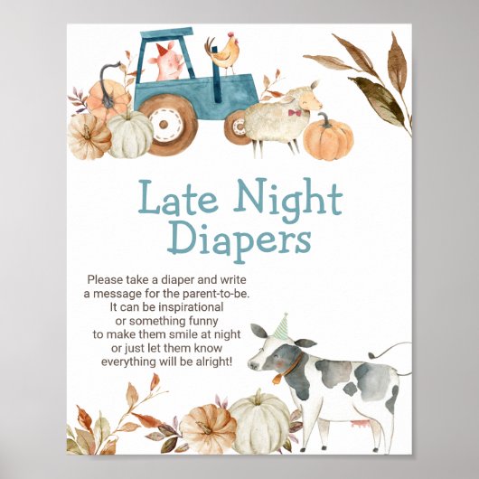 Poster Citrouille de l'automne ferme animaux de nuit (Devant)