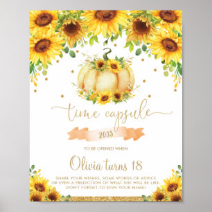 Poster Citrouille de tournesol 1er anniversaire heure Cap