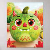 Poster Citrouille déguisée en monstre vert (Devant)