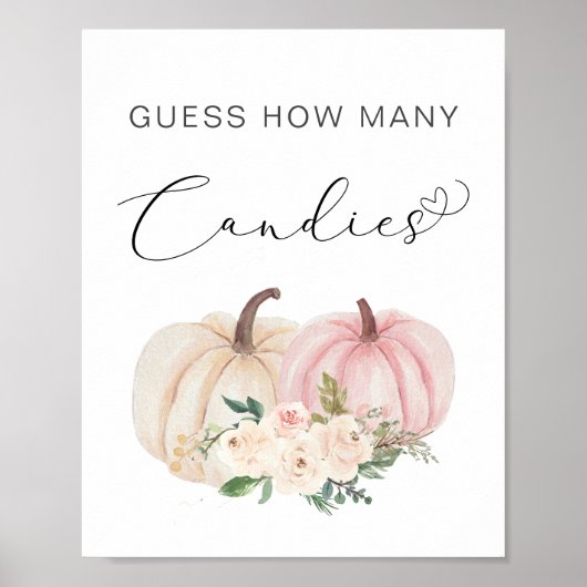 Poster Citrouille Devine Combien De Bébé Fille Douche Jeu (Devant)