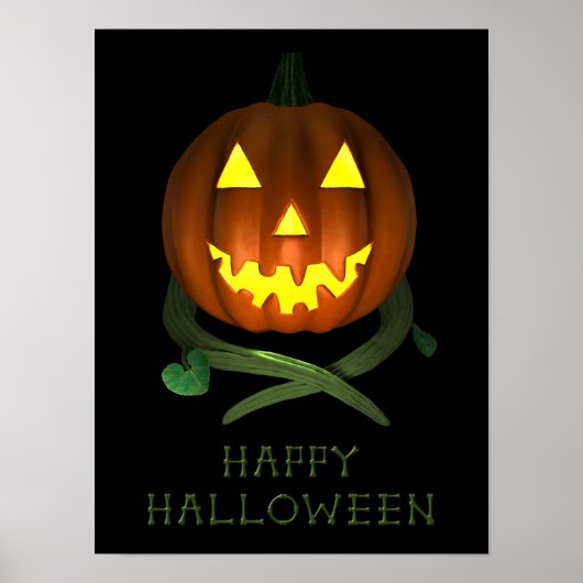 Poster Citrouille d'Halloween avec vignes (Devant)