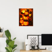 Poster Citrouille d'Halloween brillant avec un mignon pot (Bureau à domicile)