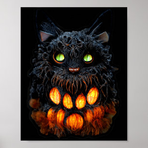 Poster Citrouille d'Halloween Chat Noir Saison Effrayante