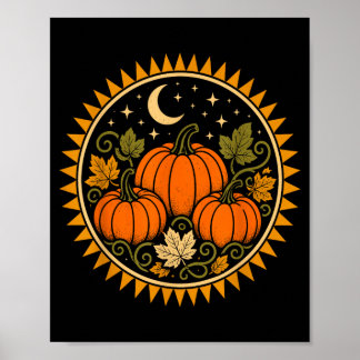 Poster Citrouille d'Halloween cottagecore rétro vintage