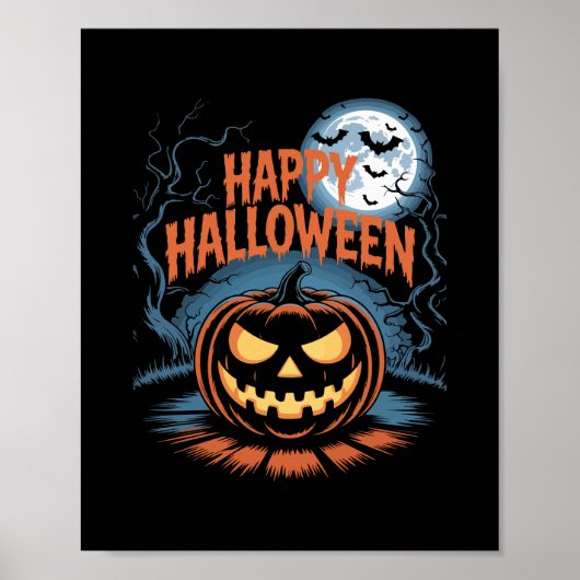 Poster Citrouille d'Halloween effrayante (Devant)