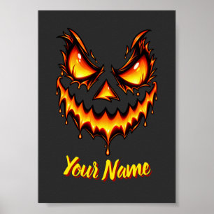 Poster Citrouille d'Halloween personnalisée avec un nom e
