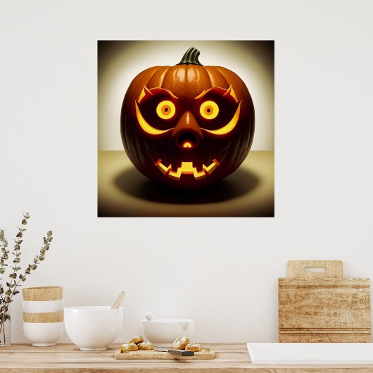 Poster Citrouille d'Halloween sculpté (Cuisine)