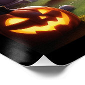 Poster Citrouille d'Halloween sur une pierre de tête (Coin)