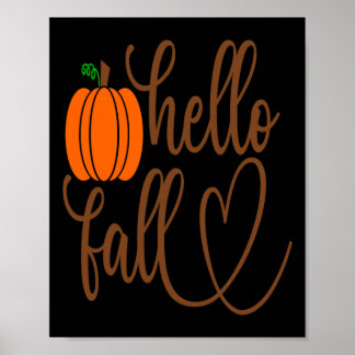 Poster citrouille drôle visage Halloween Bonjour Automne 