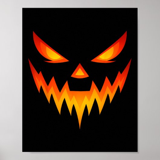 Poster Citrouille effrayant Jack-o'-lantern Face Hallowee (Devant)