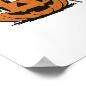 Poster Citrouille Éffrayant Whimsical avec Fantômes, Chat (Coin)