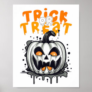 Poster Citrouille effrayante de Halloween Trick or Treat