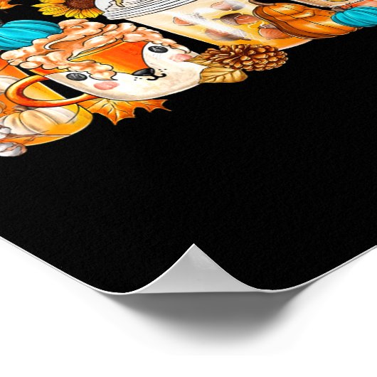 Poster Citrouille épice Latte automne Café confortable Re (Coin)