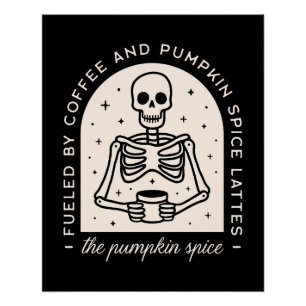 Poster Citrouille épice latte drôle citations sorcières e