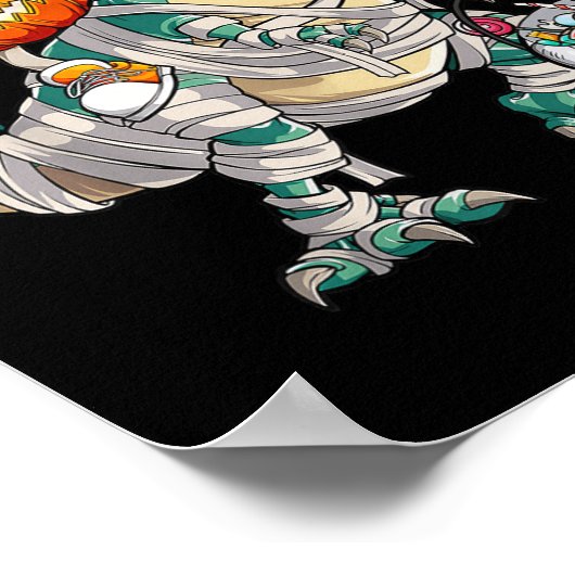 Poster Citrouille équitation Mummy Dinosaur T Rex Hallowe (Coin)