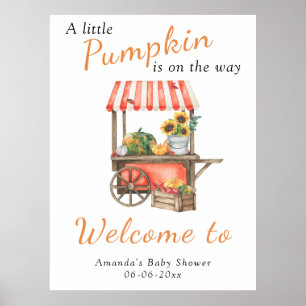 Poster Citrouille est sur le chemin Baby shower de bienve