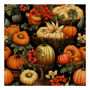 Poster Citrouille et plus encore, automne,