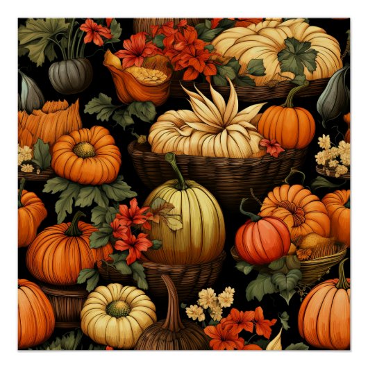 Poster Citrouille et plus encore, automne, (Devant)
