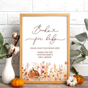 Poster Citrouille Fall Fleur sauvage Livres pour bébé