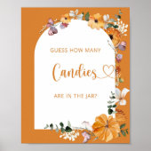 Poster Citrouille floral devinez combien de bonbons poste (Devant)